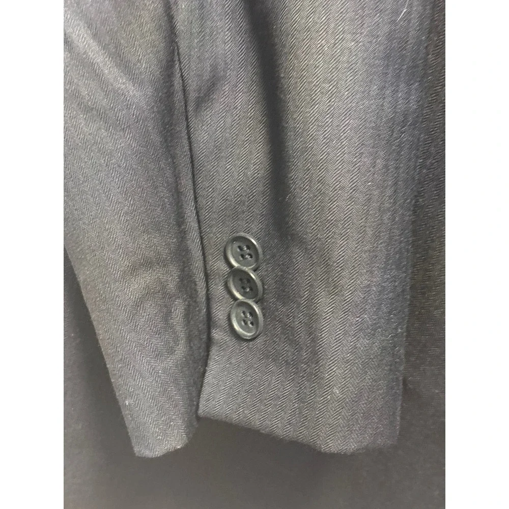 Emporio Armani Blazer Mens‎ 38.5L Black Herringbone 3-Button Suit Jacket Good